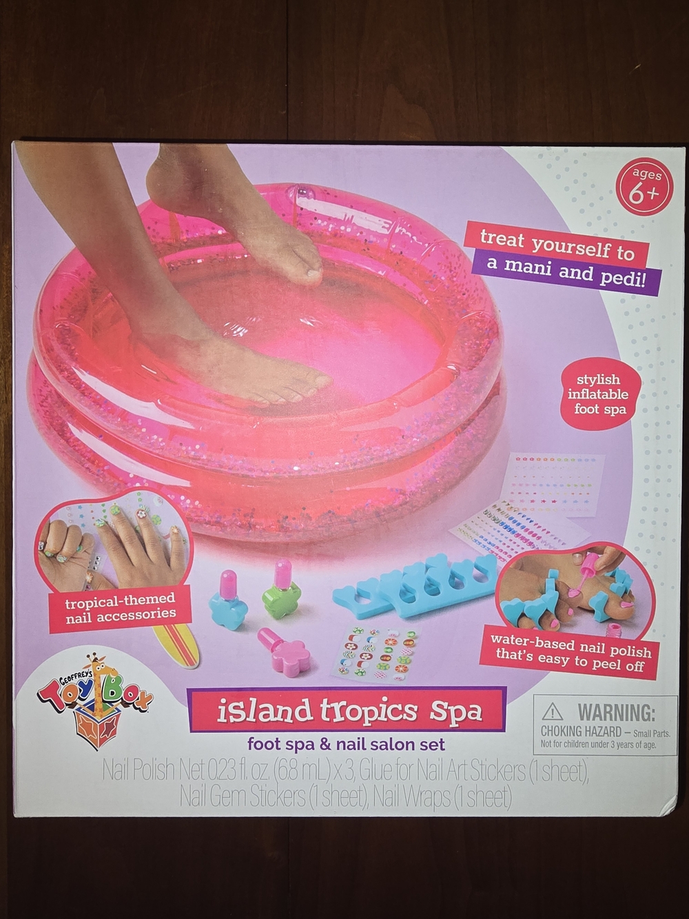 Island Tropics Spa Pink Inflatable Foot Spa & Nail Salon Set, New in Box
